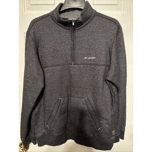 Columbia Men's Charcoal Gray 1/4 Zip Sweater Mock Neck Front Pockets Size Large
